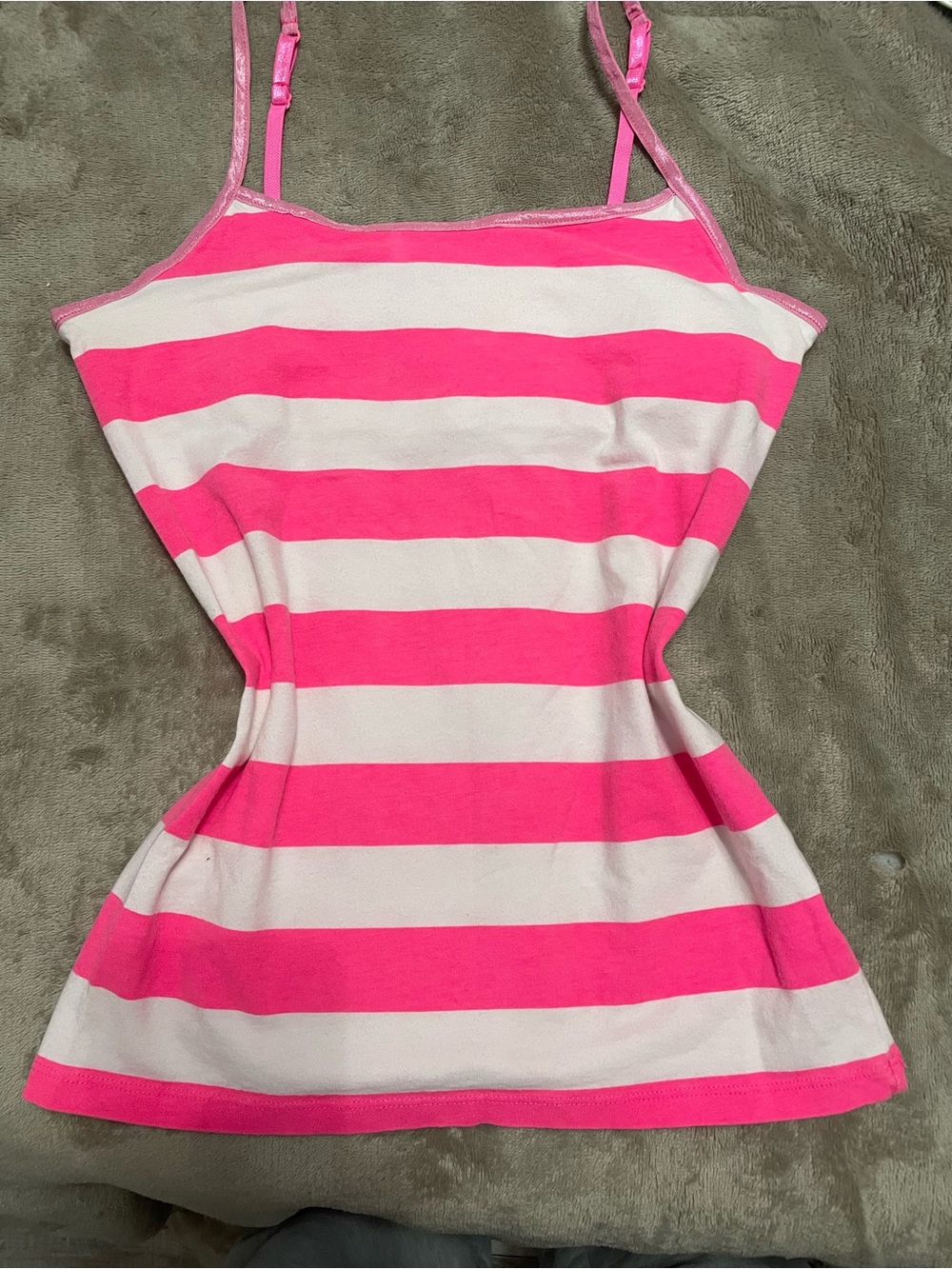 Pink and White Striped Cami Tank Top